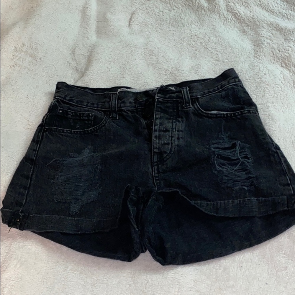 Brandy Melville black grey distressed shorts